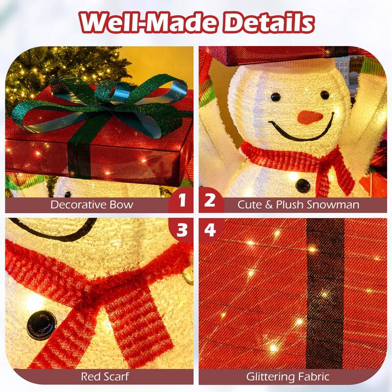Costway Lighted Snowman in Gift Box Christmas Decoration with 100 LED - as pic shows - See Details