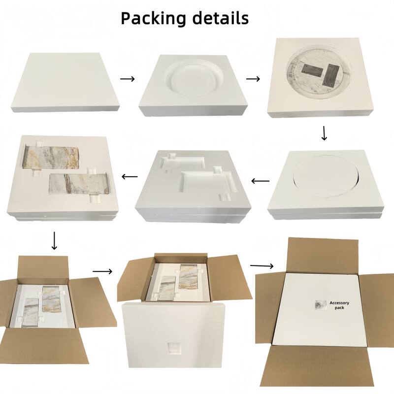 Roomfitters Round Marble Coffee Table, Natural Stone Side Table for Living Room, Solid Marble Accent Table