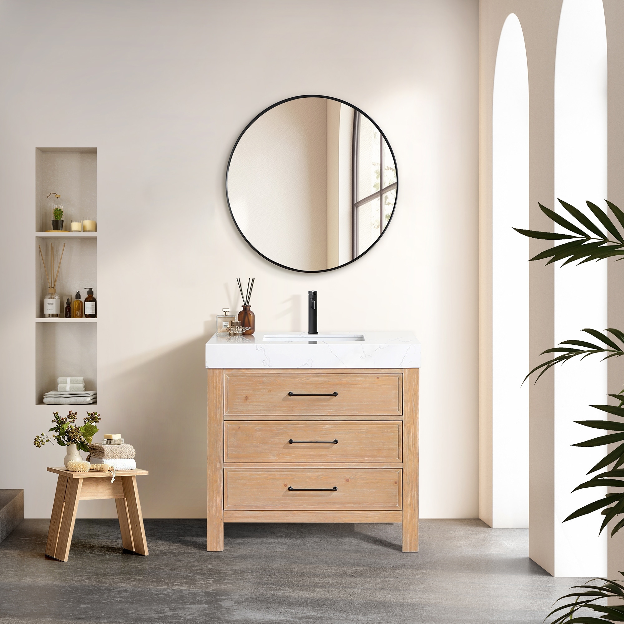 Leon 36 in. Single Bathroom Vanity with Composite Stone Top