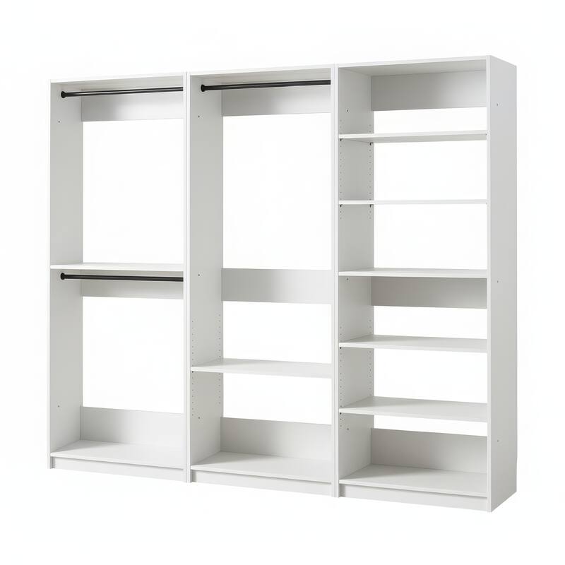 Prosper White Freestanding Walk in Wood Closet System - 94.2"W x 15.7"D x 83" H