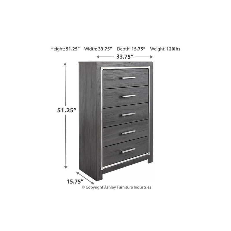 Lodanna Five Drawer Chest - Contemporary Style - Gray
