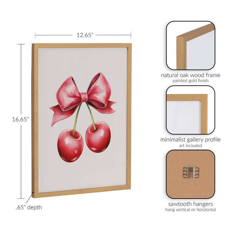 Kate and Laurel Gallery Coquette Preppy Retro Girly Red Pink Bow Cherries Print by The Creative Bunch Studio