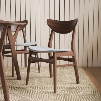 Furniture of America Beck Mid-century Walnut Padded Dining Chairs (Set of 2)