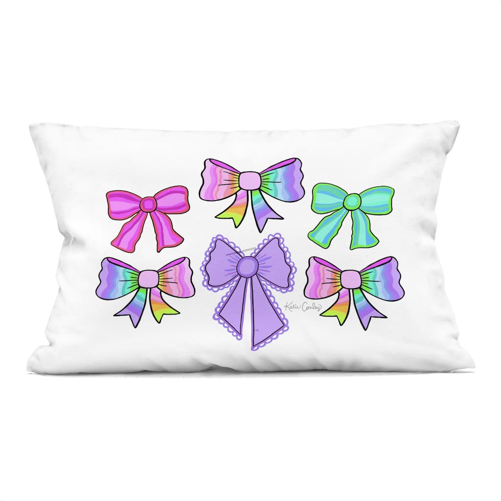 Stupell Vivid Feminine Ribbons & Bows Decorative Printed Throw Pillow Design by Katie Conley