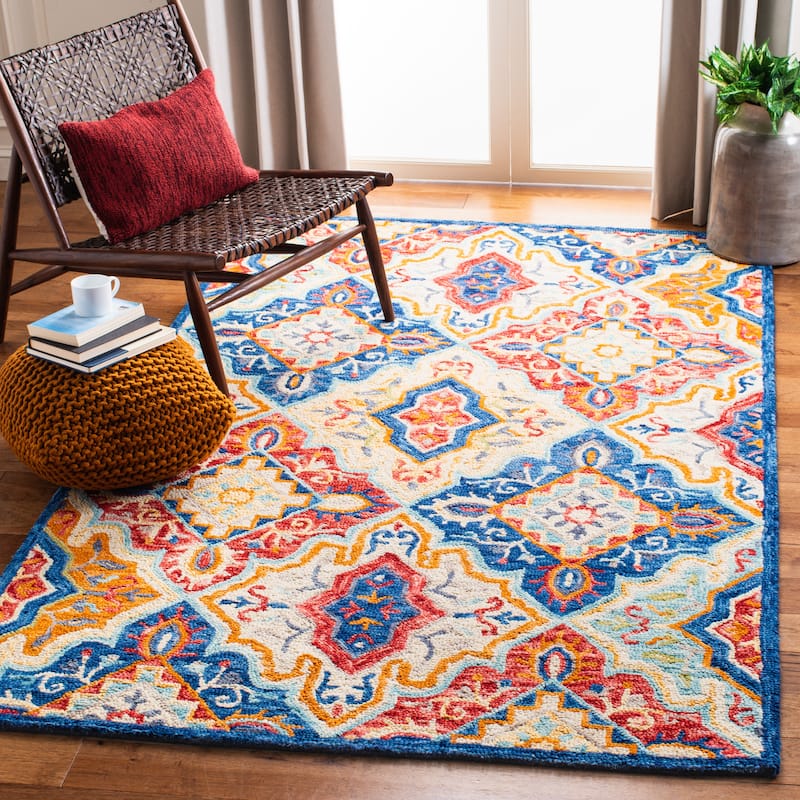 SAFAVIEH Handmade Aspen Þorey Boho Tribal Wool Rug - 3' x 5' - Blue/Rust