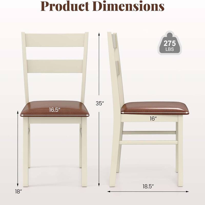 Set of 2/4 Wood Dining Chairs Solid Rubber Wood Frame Kitchen Chairs