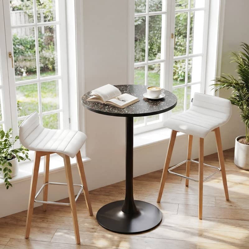 Modern Round Pub Table Bar Table - Black