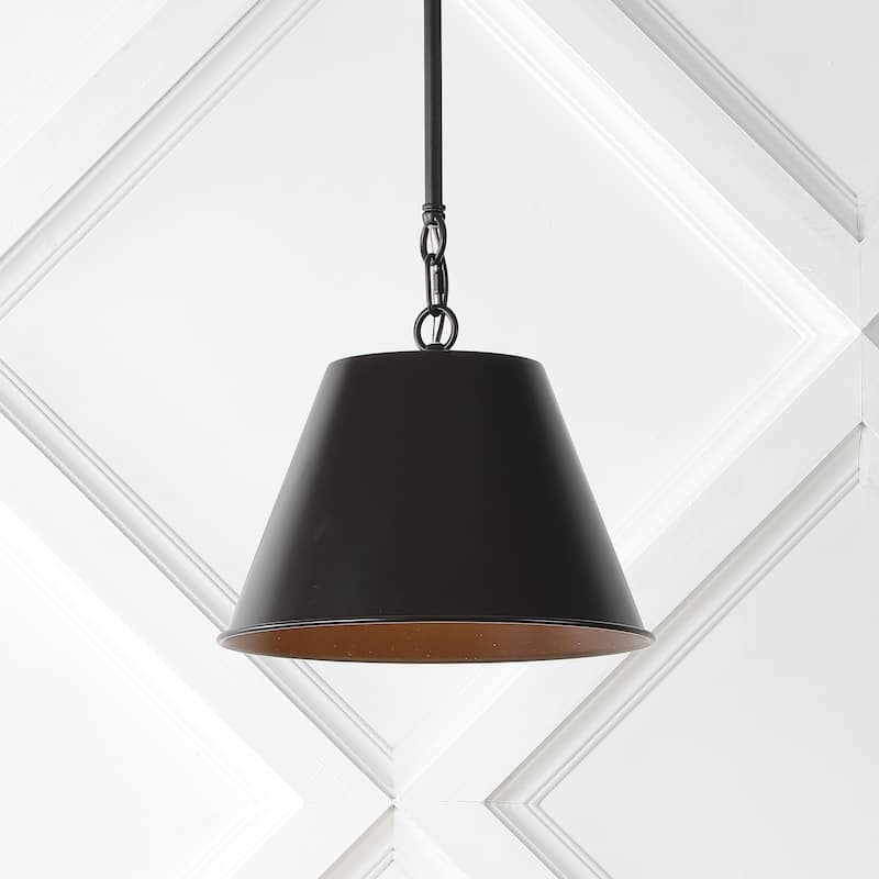 Henry 12" 1-Light Industrial Farmhouse Iron LED Pendant, Oil Rubbed Bronze by JONATHAN Y