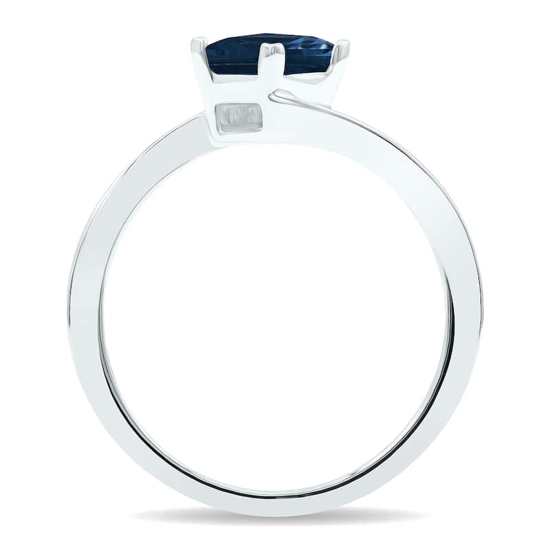 Women's Solitaire Sapphire Wave Ring in 10K White Gold