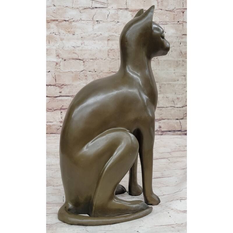 Hot Cast Bronze Metal Sitting Imitative Cat Sculpture Statue Figure Feline Collectible Art