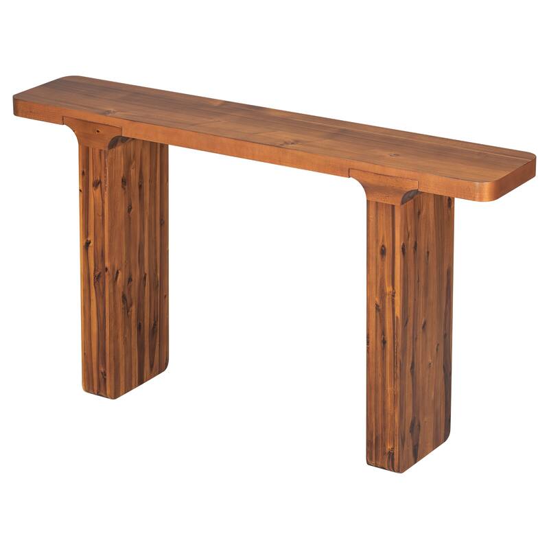 60" Farmhouse Entryway Table with Large countertop, Minimalism Sofa Table with Acacia Veneer, Elegance Console Table