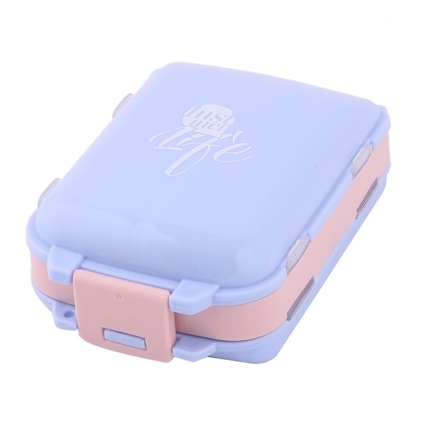 Outdoor Plastic 8 Compartments Capsule Pills Foldable Storage Box Case Light Purple