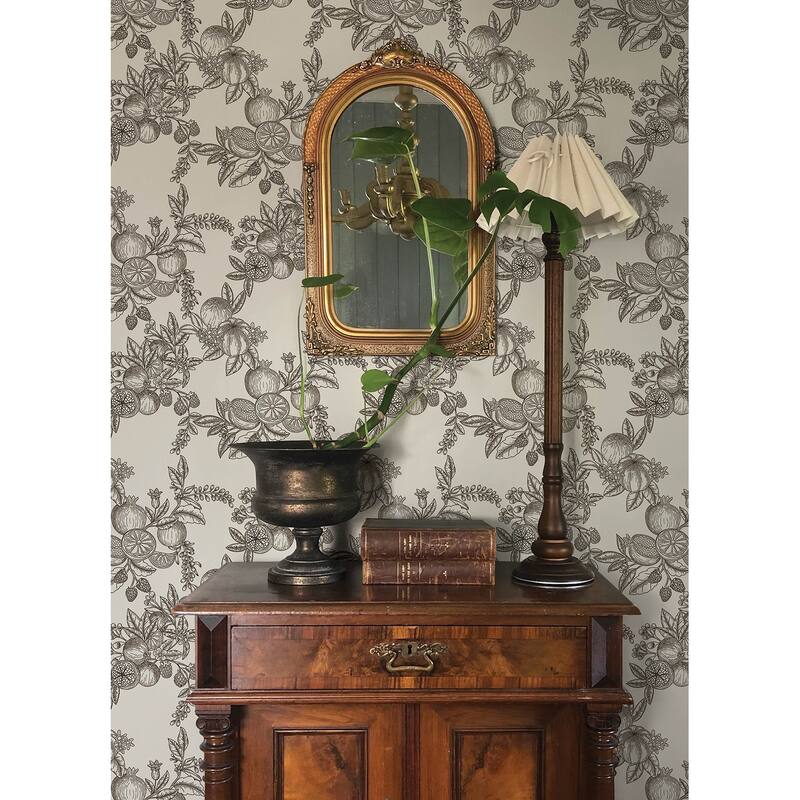 Chris Loves Julia x A-Street Prints Gerty Black Fruit Toile Wallpaper