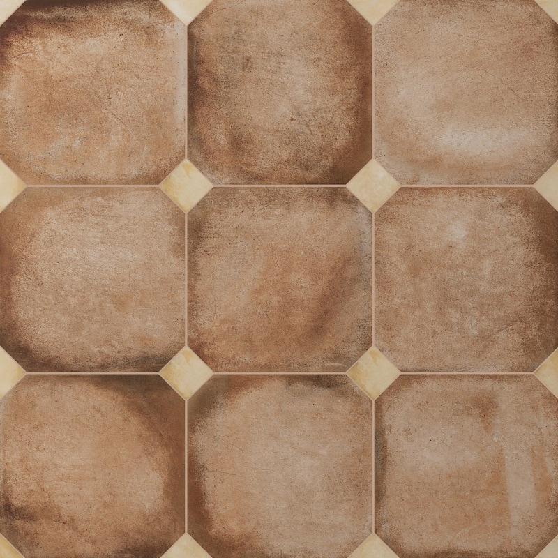 Merola Tile Laverton Octagon Natural with Taco Beige 7-7/8" x 7-7/8" Porcelain Floor and Wall Tile