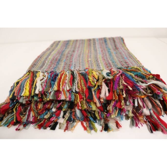 Home&Manor Handcrafted Wool & Cotton Throw Blanket Dark Gray