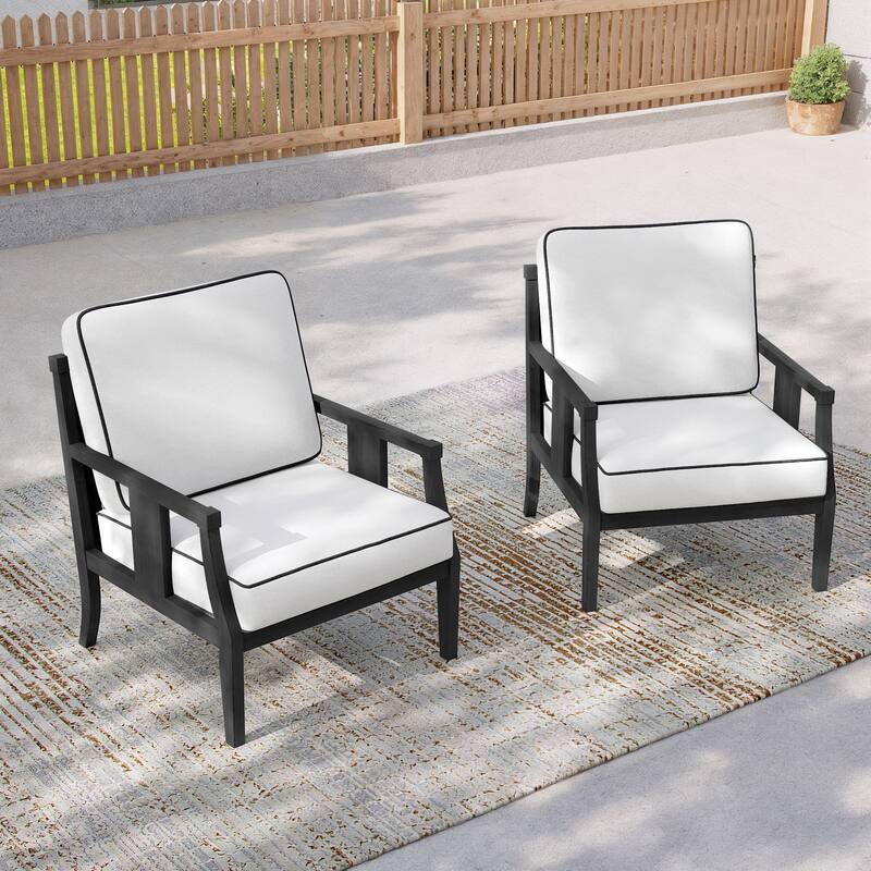 2 Set Outdoor Patio Club Chair with Cushion Patio Arm Lounge Chair