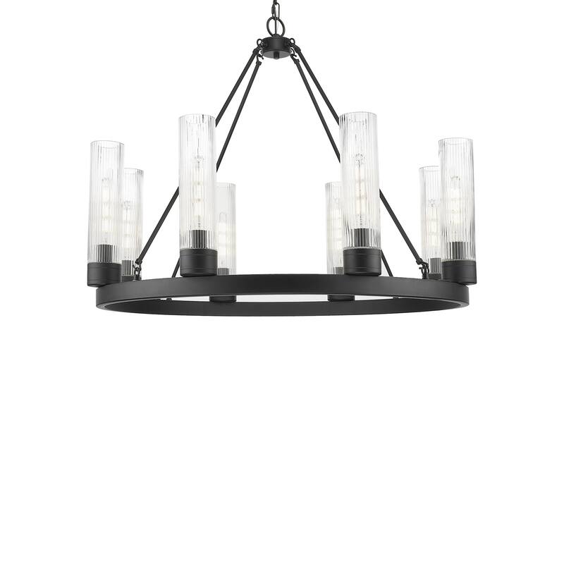 Innovations Lighting 617-8CR-28-36 Boreas Chandelier Boreas 8 Light - Matte Black / Striped Clear