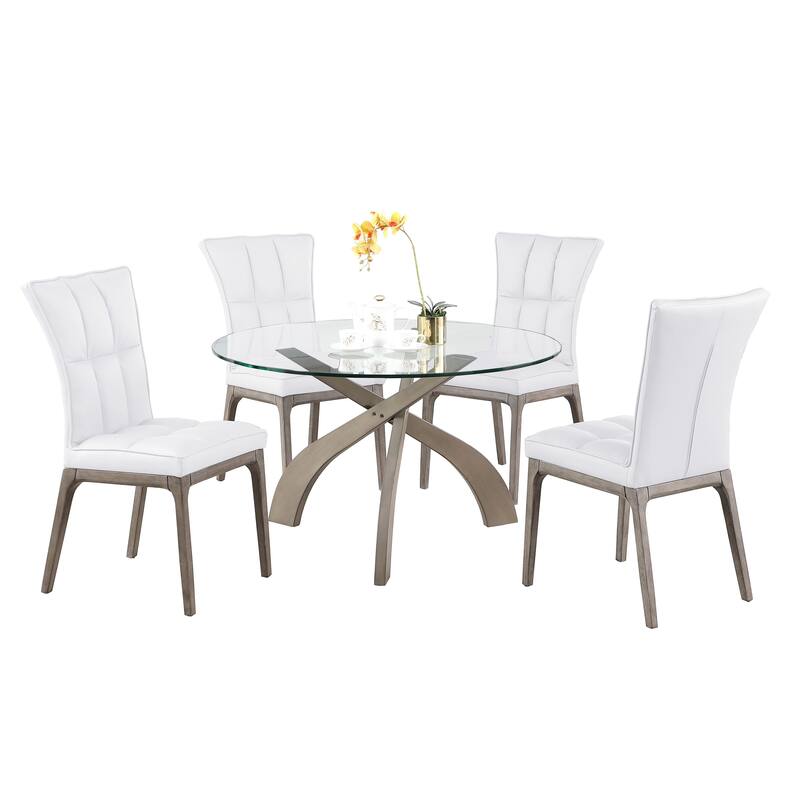 Somette Pogo Criss Cross Dining Set with White Chairs
