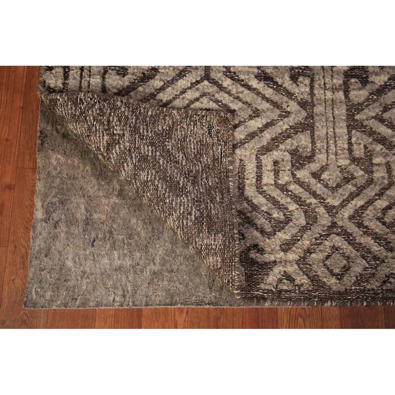 All-Over Trellis Moroccan Oriental Area Rug Handmade Brown Wool Carpet - 5'2" x 8'2"