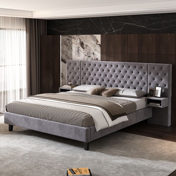 Diamond tufted upholstered bed discount