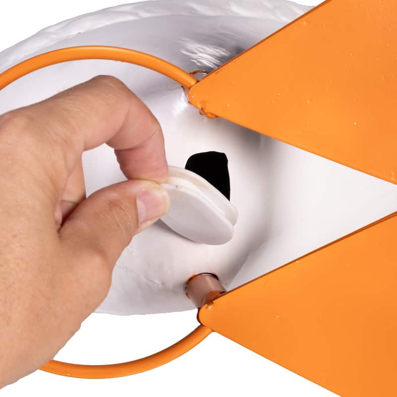 21 in. Metal Porch Goose Statuary with Rain Coat Outfit