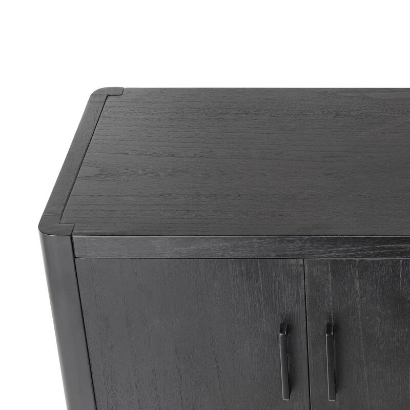 Farmhouse Style 4-Door Cabinet with Natural Finish, A Rustic Accent for Entryways or Small Spaces