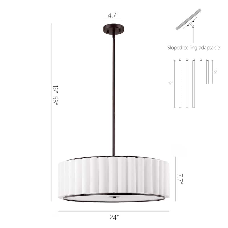 GetLedel 24 in. 5-Light Dimmable Pleated Drum Chandelier