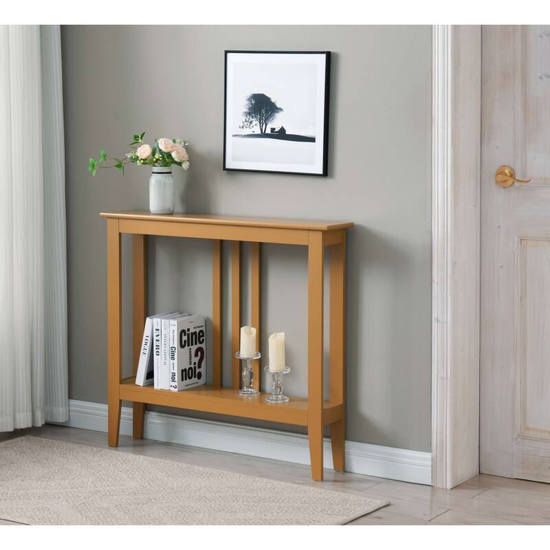 Balfour Collection Wood Modern Console Table with Shelves 36" - Honey Mustard