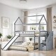 preview thumbnail 2 of 34, Twin Over Twin House Bunk Bed with Two Drawers and Slide, Grey Grey