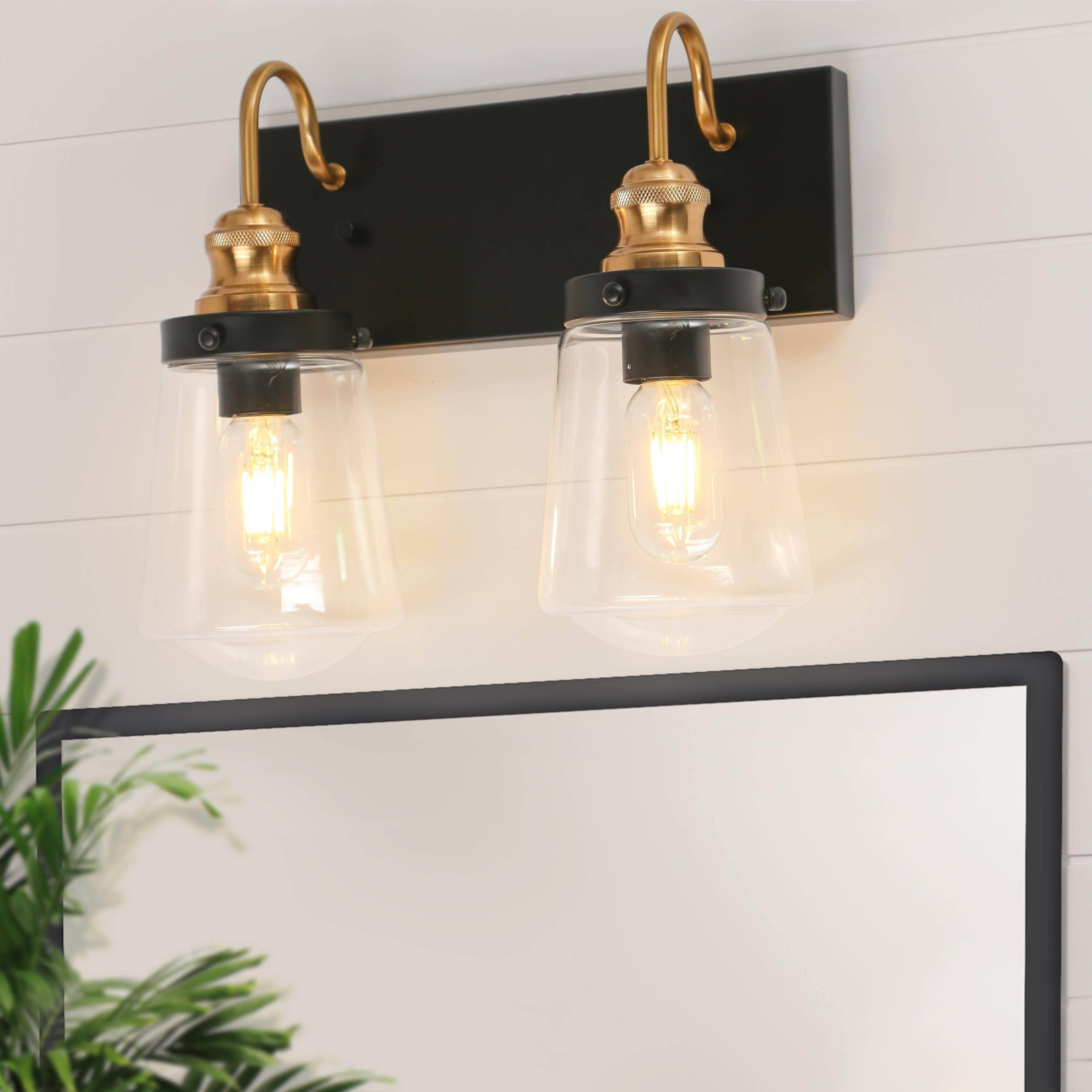 Cozia Luxury Modern Farmhouse Bathroom Vanity Light Black Gold Wall