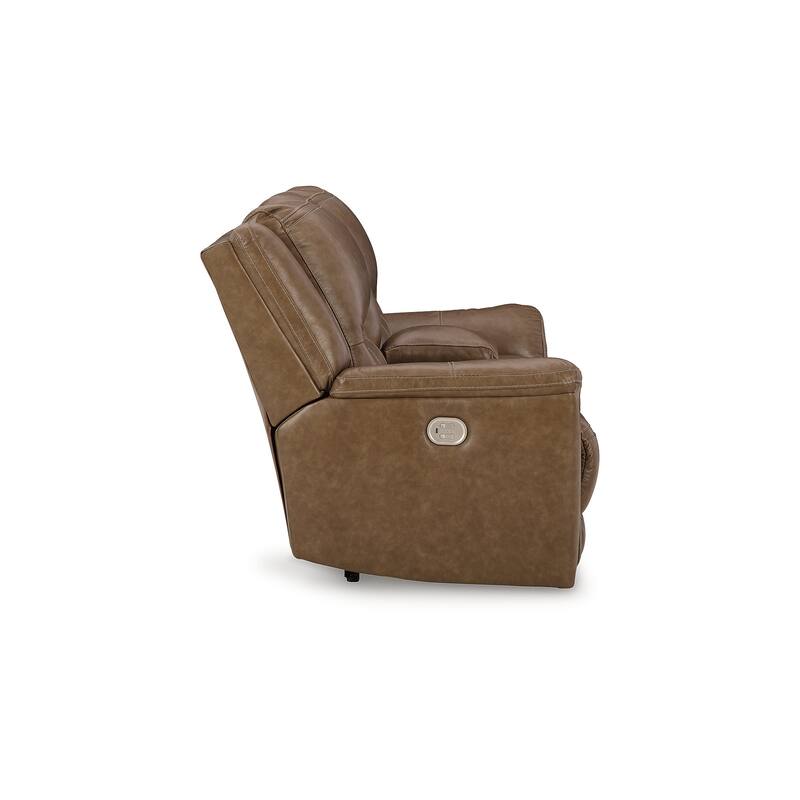 Signature Design by Ashley Trasimeno Caramel Power Reclining Loveseat with Console - 79" W x 40" D x 42" H