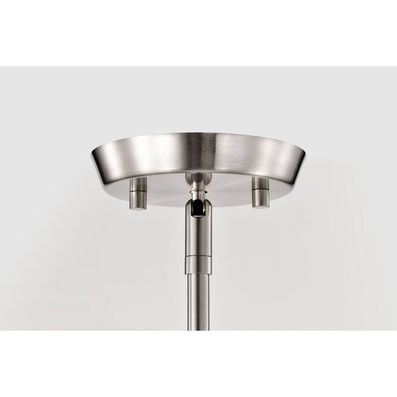 Lune 6 Light Chandelier Brushed Nickel Finish Etched White Glass - Brushed Nickel