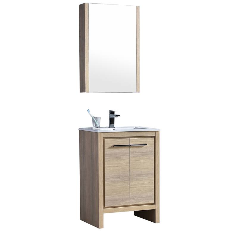 Solid Wood Bathroom Vanity with Mirror Medicine Cabinet