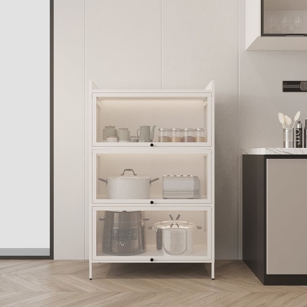 Cupboard Cabinets for Kitchen with Retractable Doors