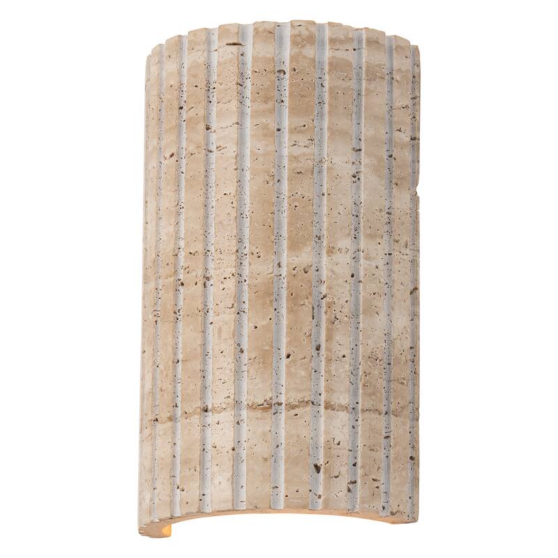 Travertine Dimmable LED Wall Sconce with Vertical Grooved Design