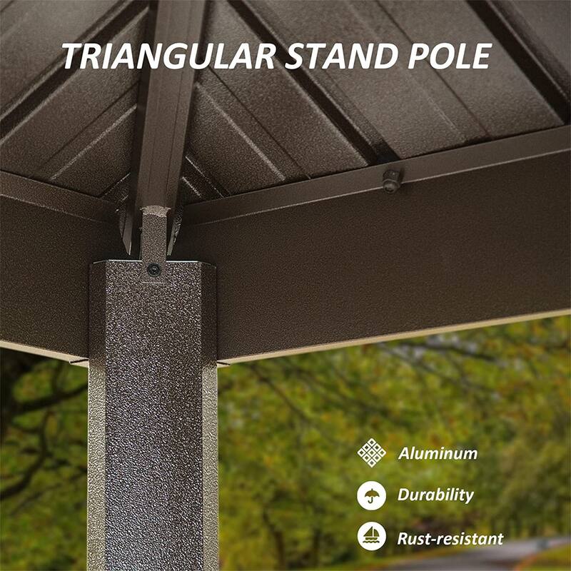 8' × 6' Aluminum Grill Gazebo with Metal Frame Shelves Serving Tables and Double Roof Hard top