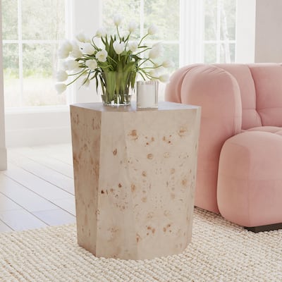 Classic Home Avena 17" Burl Wood Square End Table