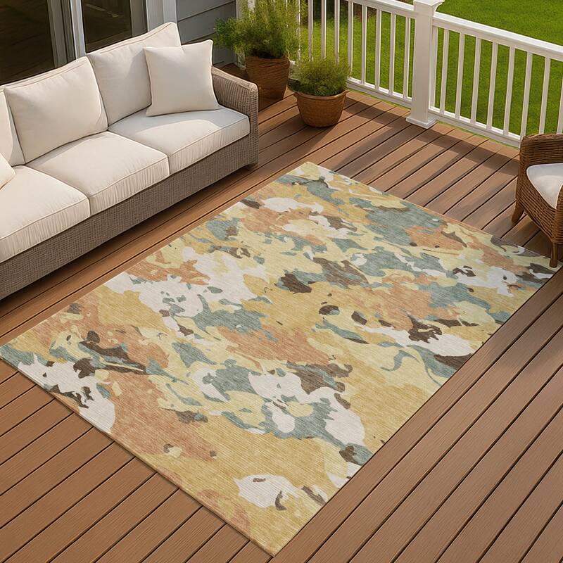 Machine Washable Indoor/ Outdoor Abstract Mexi Chantille Rug