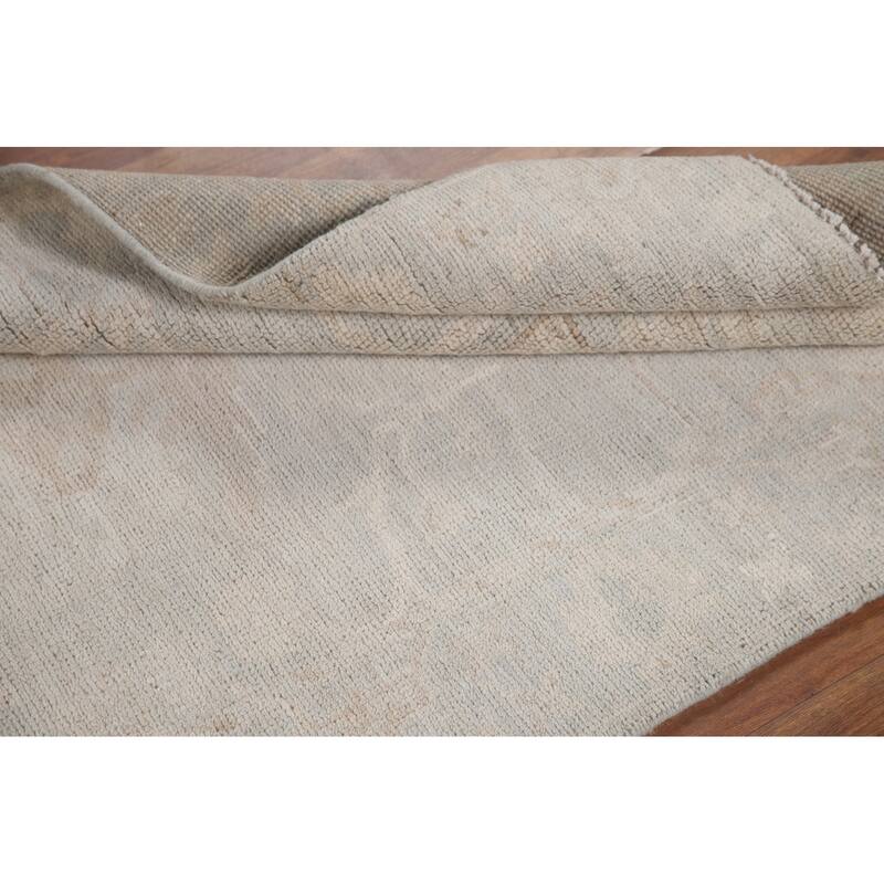 Hand Knotted Oriental 100% Wool Carpet Transitional All-Over Green Oushak Area Rug - 4' 11'' X 3' 2''