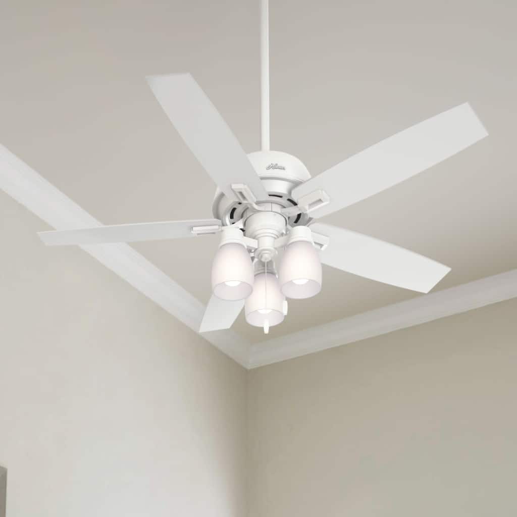 Hunter 52" Donegan Ceiling Fan with 3-Light LED Light, Pull Chain - Farmhouse, Rustic Transitional
