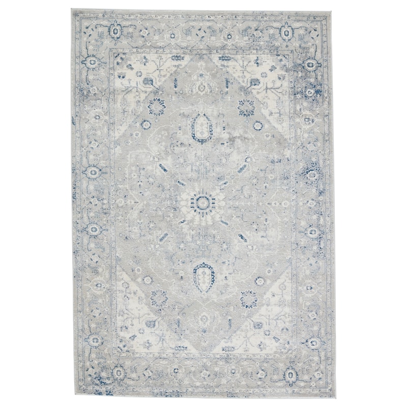 Dianella Medallion Light Gray/ Dark Blue Area Rug - 5' x 8' - Runner/Rectangle