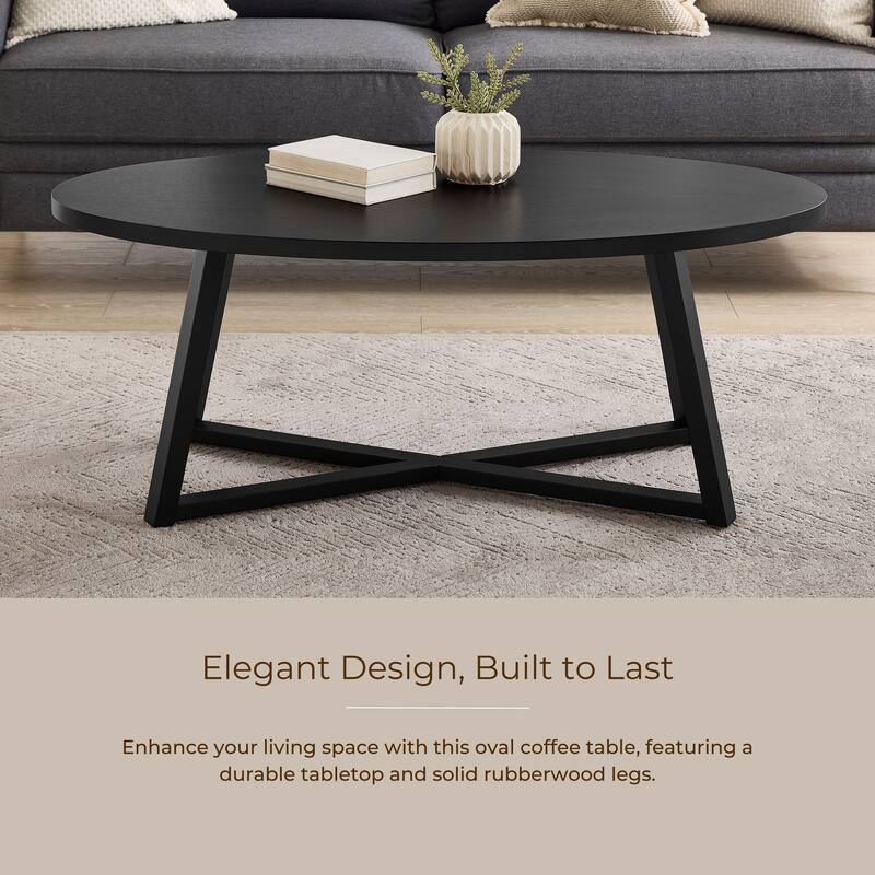 Roundhill Furniture Modern Harmony 3-Piece Wood Oval Coffee Table Set