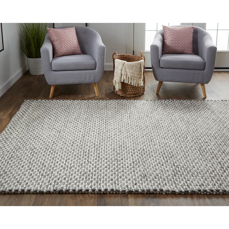 Genet Modern Eco-Friendly Bouclé Rug, Chracoal Gray/Ivory, Accent Rug
