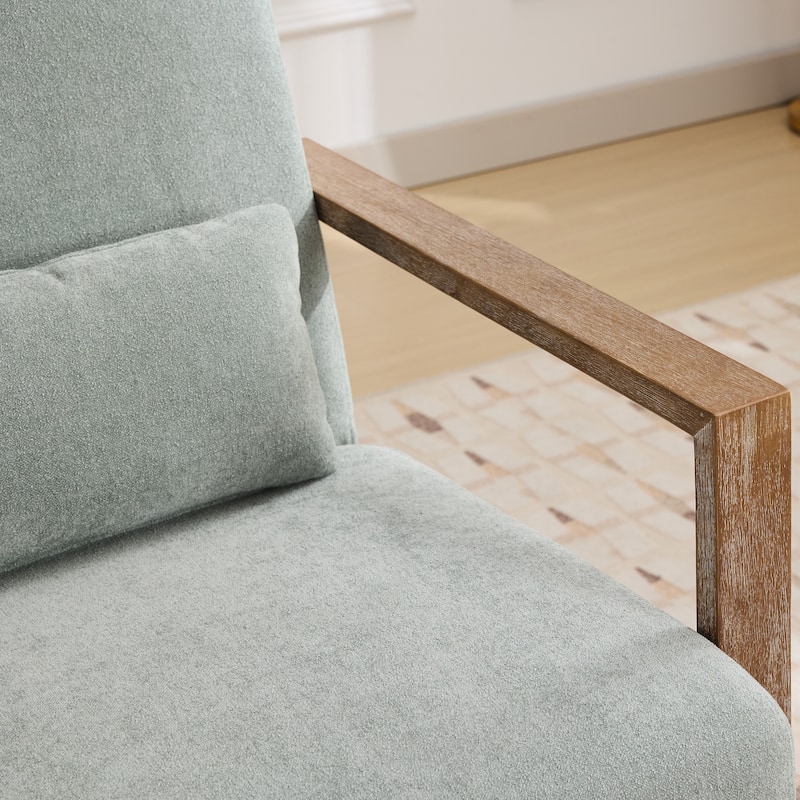 Mid-Century Boucle Upholstered Swivel Armchair With Pillow
