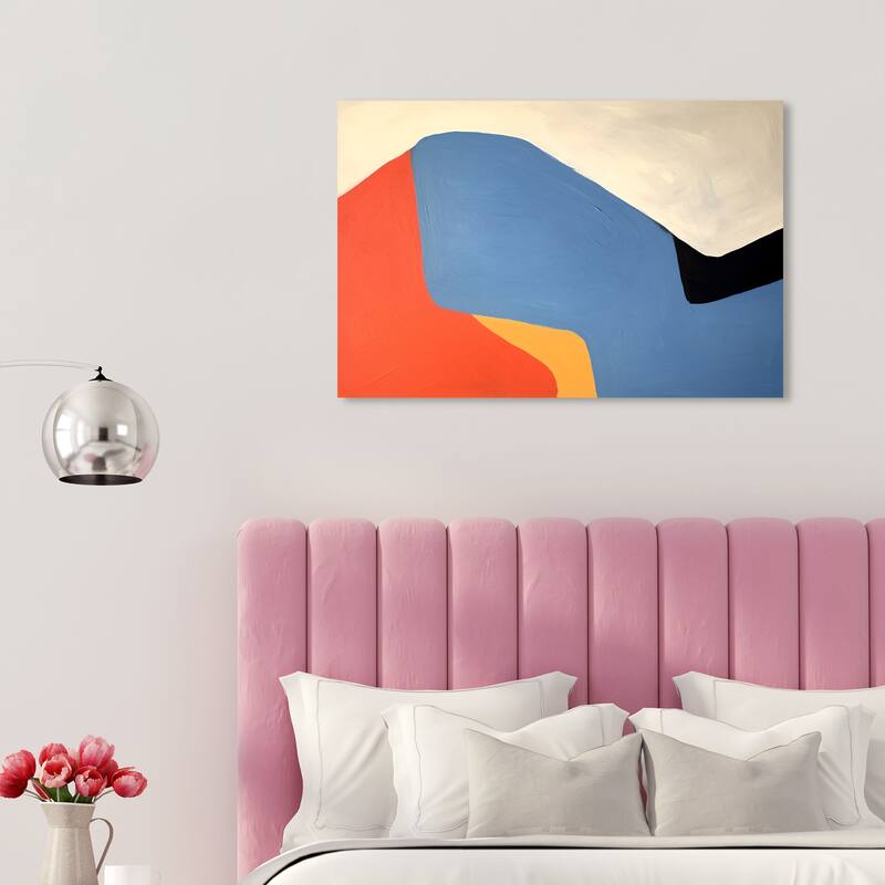Wynwood Studio Canvas Abstract Steep and Colorful Blue and Dark Orange Modern & Contemporary Wall Art Canvas Print - 30 x 20