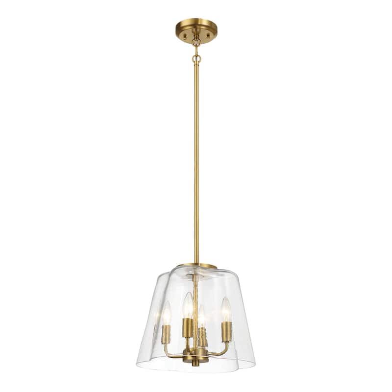 Four Candle Lights Pendant With Clear Glass - Black Finish