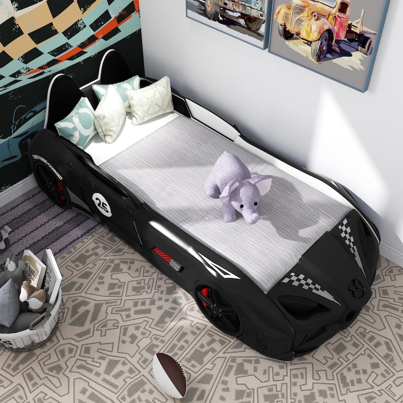 La Vetta Modern Twin Kid Platform Car Bed with LED Lights and Handheld Remote by Furniture of America