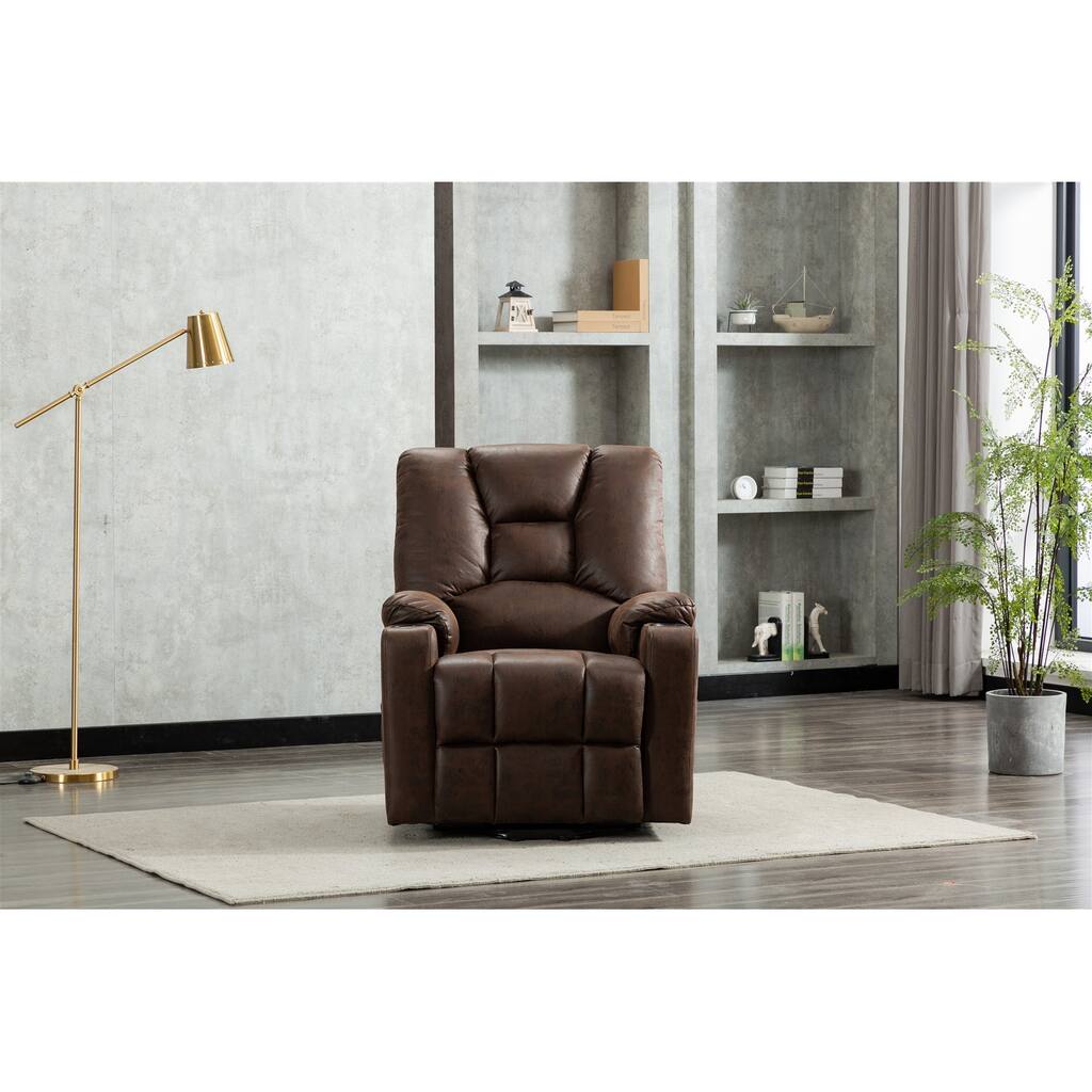 Microfiber Power Motion Heating Message Recliner with USB Charge Port
