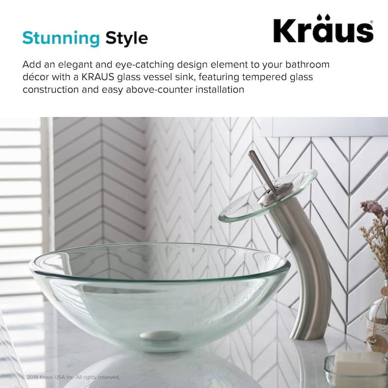 Kraus 16-1/2" Clear Glass Vessel Bathroom Sink Only