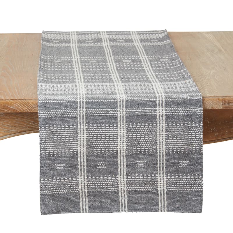 Modernist Woven Stripe Table Runner - 16"x72" - Grey - 16"x72"
